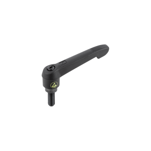 Kipp Clamping Levers, Adjustable Handle, Anti-Static, Size 2, M06X20, External Thread, Black Oxidized Steel, (Qty:1), K0269.1120624X20