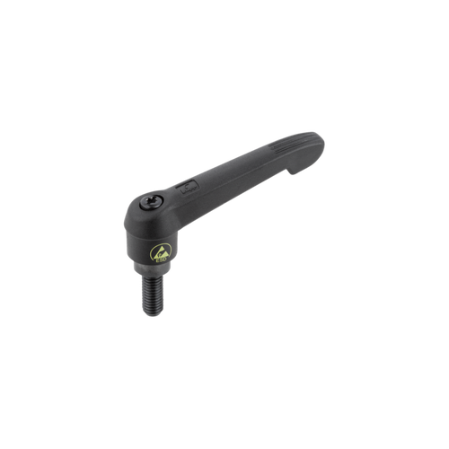 Kipp Clamping Levers, Adjustable Handle, w/Push Button, Size 1, M5X20, External Thread, Black Oxidized Steel, (Qty:10), K0269.71105X20