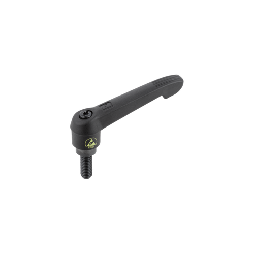 Kipp Clamping Levers, Adjustable Handle, w/Push Button, Size 4, M10X20 External Thread, Black Oxidized Steel, (Qty:1), K0269.71410X20