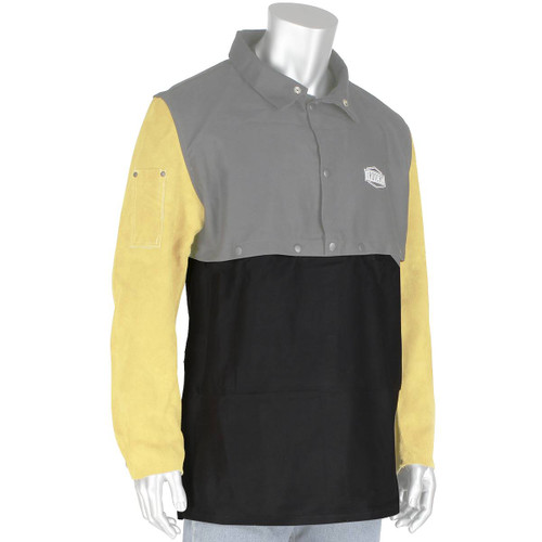 Ironcat FR Proban/Cotton Bib Apron for 8051 Cape Sleeve/Dark Brown/2X-Large #8052/2XL