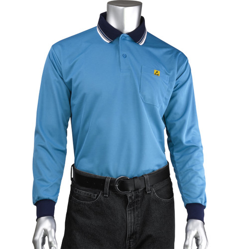 Uniform Technology Long Sleeve ESD Polo Shirt/Royal Blue/2X-Large #BP801LC-RB-2XL