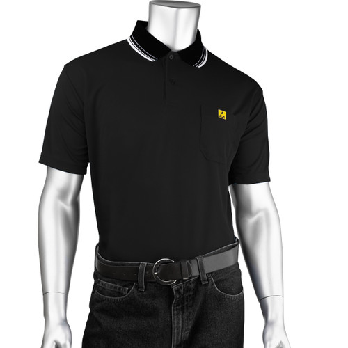 Uniform Technology Short Sleeve ESD Polo Shirt/Black/Small #BP801SC-BK-S
