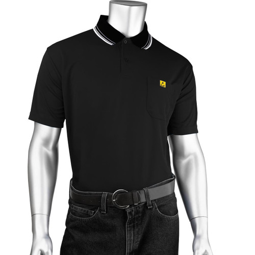 Uniform Technology Short Sleeve ESD Polo Shirt/Black/X-Large #BP801SC-BK-XL