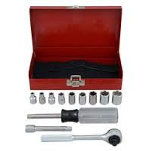 Industrial 1/4" Drive 12 Piece SAE 6 Point Standard Mechanic's Tool Kit with Metal Tool Box, Martin Sprocket #M12K