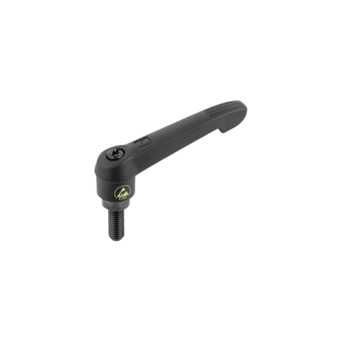 Kipp Clamping Levers, Adjustable Handle, w/Push Button, Size 4, M10X90, External Thread, Red, Steel, (Qty:1), K0269.73410X90
