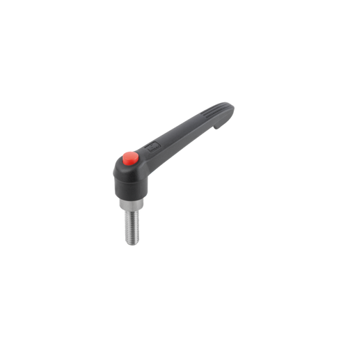 Kipp Clamping Levers, w/Push Button, Size 2, M8X30, External Thread, Black,  Stainless Steel, (Qty:1), K0270.71208X30