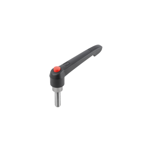 Kipp Clamping Levers, w/Push Button, Size 2, M8X50, External Thread, Black,  Stainless Steel, (Qty:1), K0270.71208X50