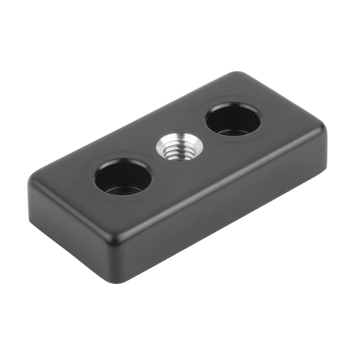 Kipp Foot Plates, Type B, D=M14, 90X90X16 mm, Die-Cast Zinc, Black Powder-Coat, (Qty:1), K1057.1090902141