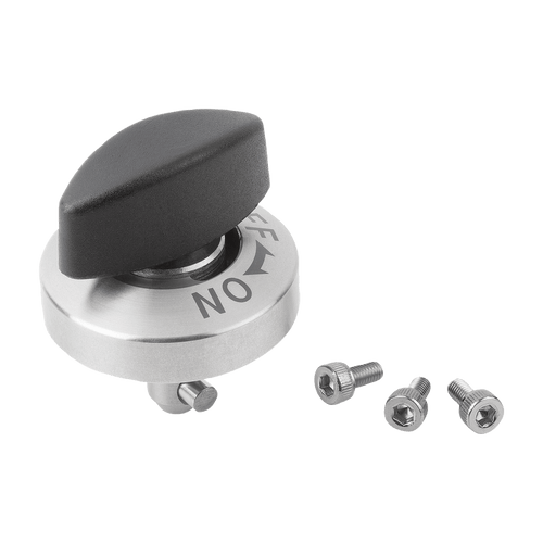 Kipp Rotary Latch, w/Rotary Knob, D=8 mm, L=23 mm, Steel, Nickel Plate, Black Plastic, (Qty. 1), K1061.823