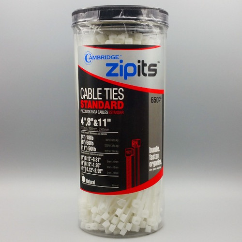 6"- 10" Natural Assorted Cable Ties 120 lb. (100 Bag, 12 Bags) #CT10281 (6",8", & 10")