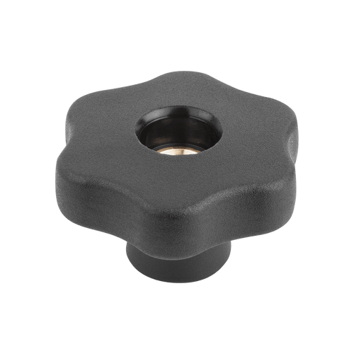 Kipp Star Grip, w/Tapped Bush, w/o Cap, Style D, M6, D1=30 mm, H=22 mm, Thermoplastic, Brass (Qty. 10), K1090.53006