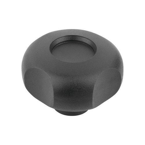 Kipp Four Lobe Grip, w/Internal Thread, Style K, M8, D1=40.5 mm, Thermoplastic, Brass, (Qty. 10), K1093.24008 Kipp Four Lobe Grip, w/Internal Thread, Style K, M8, D1=40.5 mm, Thermoplastic, Brass, (Qty. 10), K1093.24008