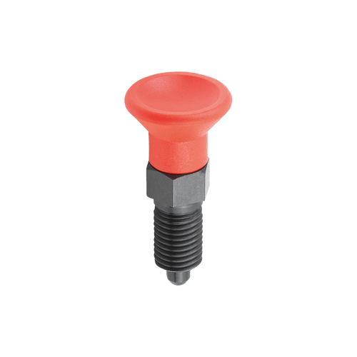 Kipp Indexing Plunger, w/Plastic Mushroom Grip, Style A, Size 0, D=3 mm, D1=M8X1 mm, Steel, (Qty. 1), K0338.100484