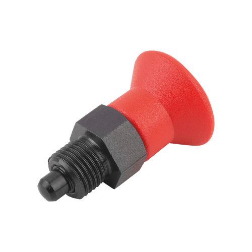 Kipp Indexing Plunger, Short Version, w/Plastic Mushroom Grip, Locking Slot, and Locknut, Style A, Size 0, D=4 mm, D1=M8X1 mm, Steel, (Qty. 1), K0631.500484 Kipp Indexing Plunger, Short Version, w/Plastic Mushroom Grip, Locking Slot, and Locknut, Style A, Size 0, D=4 mm, D1=M8X1 mm, Steel, (Qty. 1), K0631.500484