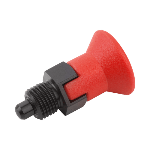 Kipp Indexing Plunger, Short Version, w/Plastic Mushroom Grip, and Locking Slot, Style D, Size 9, D=3 mm, D1=M6X0.75 mm, Steel, (Qty. 1), K0631.890384 Kipp Indexing Plunger, Short Version, w/Plastic Mushroom Grip, and Locking Slot, Style D, Size 9, D=3 mm, D1=M6X0.75 mm, Steel, (Qty. 1), K0631.890384