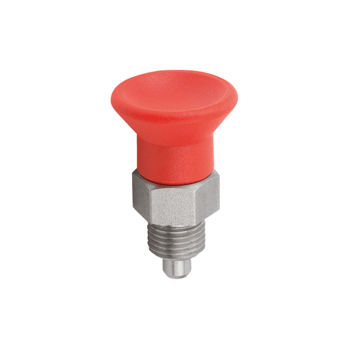 Kipp Indexing Plunger, Short Version, w/Plastic Mushroom Grip, and Locknut, Style B, Size 1, D=5 mm, D1=M10X1 mm, Stainless Steel, (Qty. 1), K0631.1610584 Kipp Indexing Plunger, Short Version, w/Plastic Mushroom Grip, and Locknut, Style B, Size 1, D=5 mm, D1=M10X1 mm, Stainless Steel, (Qty. 1), K0631.1610584
