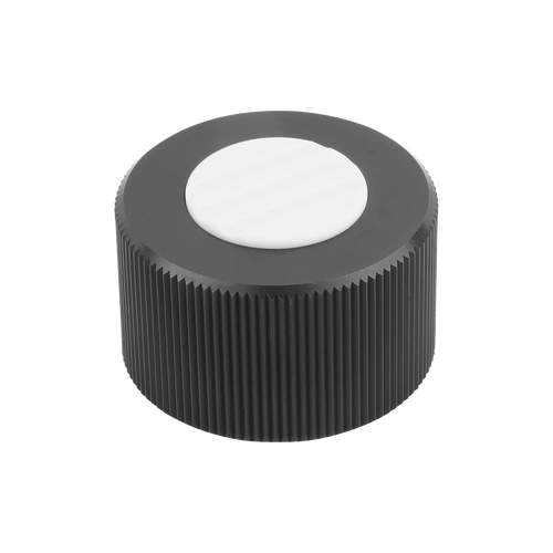 Kipp Knurled Knob, Clamping, w/ Grubb Screw, D1=34 mm, H=21 mm, Aluminum, Black Anodized, (Qty. 1), K1099.34105
