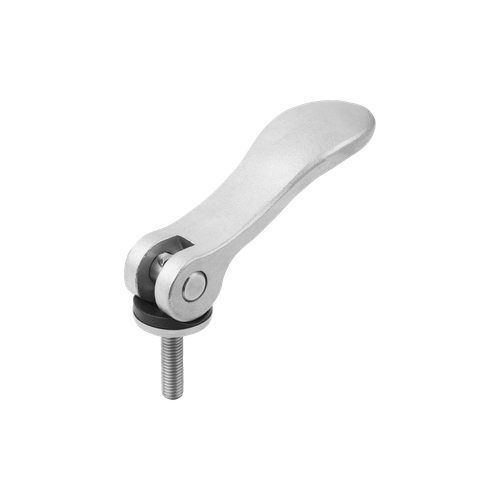 Kipp Cam Levers, Size 2, External Thread, Plastic Thrust Washer, M10, Stainless Steel, (Qty. 1), K0645.2512310X40