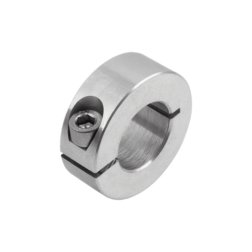 Kipp Shaft Collar, Locking Ring, One Piece, D1=10 mm, Slitted Inside, Aluminum, Bright (Qty. 1), K0611.01003