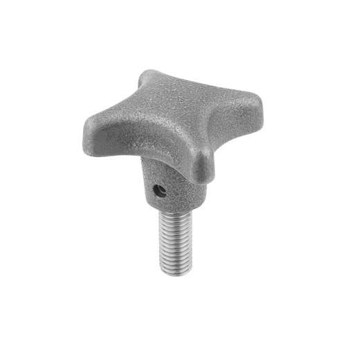 Kipp Palm Grips w/External Thread, DIN6335, M6X30, Style L, Gray Cast Iron, Tumbled, (Qty. 1), K0147.606X30