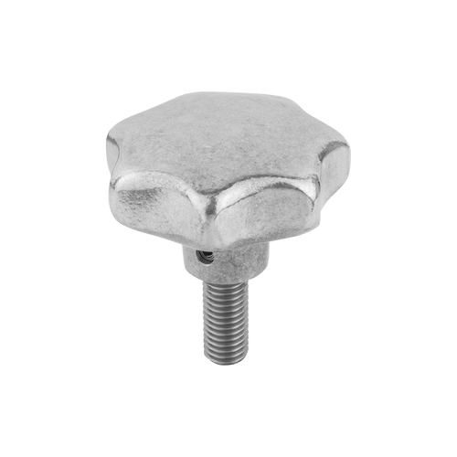 Kipp Star Grips w/External Thread, Similar to DIN6336, M10X50, Style L, Aluminum, Tumbled, (Qty. 1), K0149.65010X50 Kipp Star Grips w/External Thread, Similar to DIN6336, M10X50, Style L, Aluminum, Tumbled, (Qty. 1), K0149.65010X50
