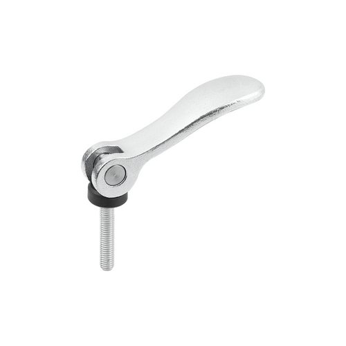 Kipp Cam Lever, External Thread, Size 1, D=10/32X50, A=70.4 mm, B=21.5mm,  Trivalent Blue Passivated Steel, (Qty:1), K2123.15022A1X50