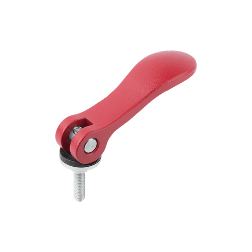 Kipp Cam Levers, Aluminum, Adjustable w/External Thread, Plastic Thrush Washer, Size 2, M8X30, Steel, Powder Coat, (Qty. 1), K0006.2501408X30