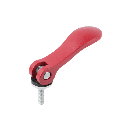 Kipp Cam Levers, Aluminum, Adjustable w/External Thread, Plastic Thrush Washer, Size 9, M5X50, Stainless Steel, Powder Coat, (Qty. 1), K0006.0511405X50
