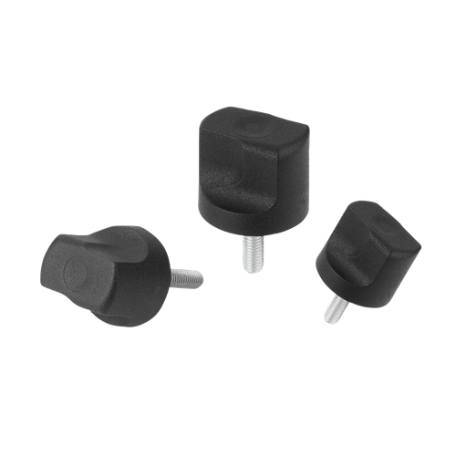Kipp Grip Nut, Size 3, Style L, D=M5X15, D1=25 mm, H=22.9 mm, Thermoplastic, Stainless Steel, Black, (Qty:10), K1126.3005X15