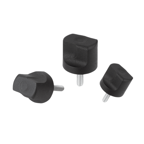 Kipp Grip Nut, Size 3, Style L, D=M8X30, D1=25 mm, H=22.9 mm, Thermoplastic, Stainless Steel, Black, (Qty:10), K1126.3008X30