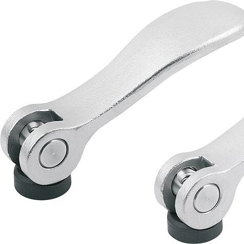 Kipp Cam Levers, Size 0, Internal Thread, Plastic Thrust Washer, M5, Stainless Steel, (Qty. 1), K2121.0512305