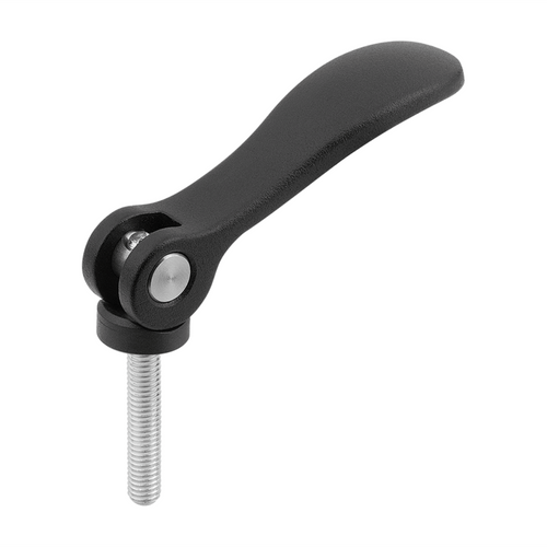 Kipp Cam Levers, Aluminum, Adjustable w/External Thread, Plastic Thrush Washer, Size 2, M10X40, Steel, Powder Coat, (Qty. 1), K2125.2501410X40