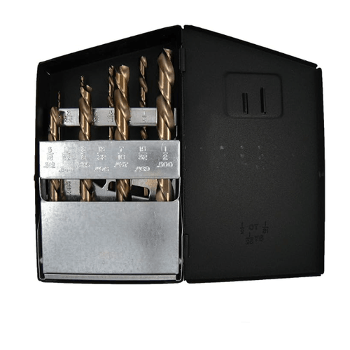 12 Piece Magnum Super Premium, Left Hand 135 Split Point Jobber Drill Set, Type 190-AL, Norseman Drill #87651