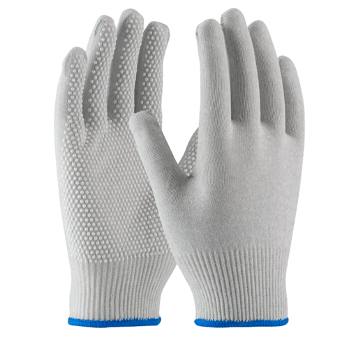CleanTeam Seamless Knit Nylon / Carbon Fiber Electrostatic Dissipative (ESD) Glove with PVC Dot Grip -Gray, Large, (12 Pair), #40-6411/L