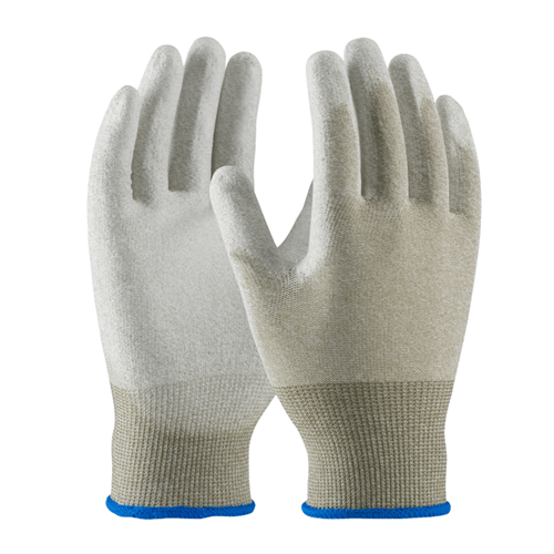 CleanTeam Seamless Knit Nylon / Copper Fiber Electrostatic Dissipative (ESD) Glove with Polyurethane Coated Smooth Grip on Palm & Fingers -Brown, Small, (12 Pair), #40-6415/S