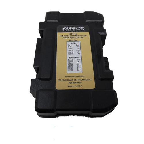 10 Piece 3/32" to 5/16" & E1 to E5, Type 421-AG Left Hand Screw Machine & Square Extractor Set, Norseman Drill #35484