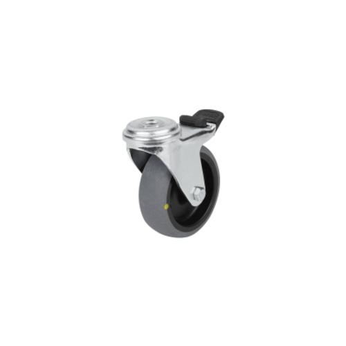 Kipp Swivel Caster w/Stop-Fix Locking System, Electrically Conductive, D=100 mm, Plain Bearing, Thermoplastic, Steel, (Qty. 1), K1759.11100252 Kipp Swivel Caster w/Stop-Fix Locking System, Electrically Conductive, D=100 mm, Plain Bearing, Thermoplastic, Steel, (Qty. 1), K1759.11100252