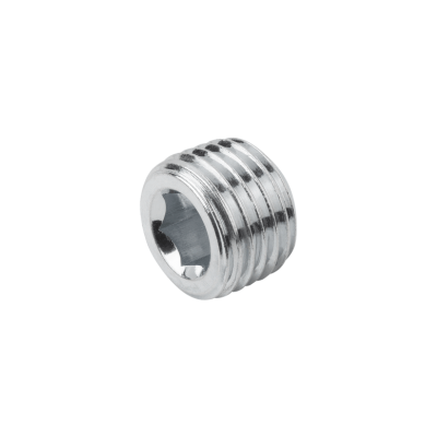 Kipp Screw Plugs w/Hexagon Socket, w/o Vent, Tapered Thread, R1/4, DIN 906, Electro Zinc-Plated Steel, (Qty. 10), K1129.10014