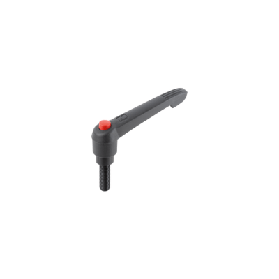 Kipp Adjustable Handle w/External Thread and Push Button, Size 3, Plastic, Threaded Insert, Black Oxidized Steel, (Qty:1), K0269.723A3X40