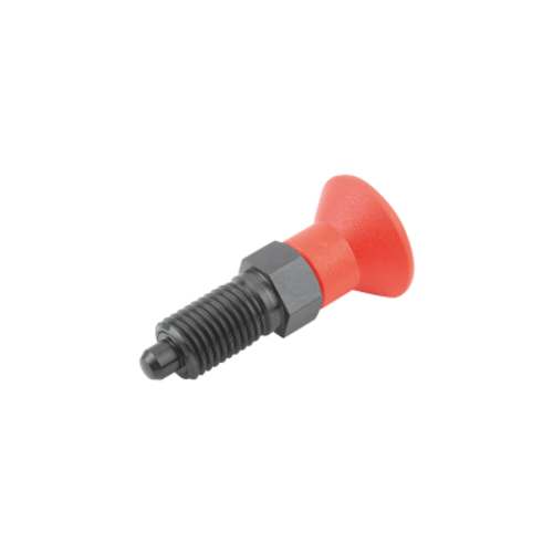 Kipp Indexing Plungers w/Plastic Mushroom Grip, D1=3/8-24, D=5 mm, Size 1, Thermoplastic, Hardened, Steel, (Qty:1), K0338.1105AL84