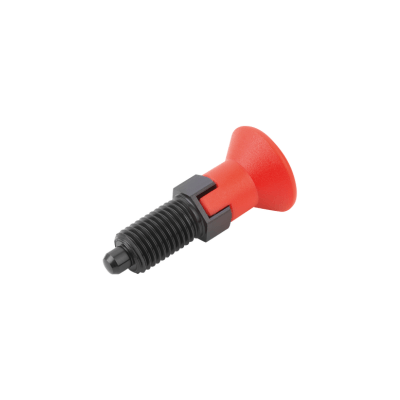 Kipp Indexing Plungers w/Plastic Mushroom Grip and Locking Slot, D1=1-8, D=16 mm, Size 5, Thermoplastic, Not Hardened, Stainless Steel, (Qty:1), K0338.13516A884