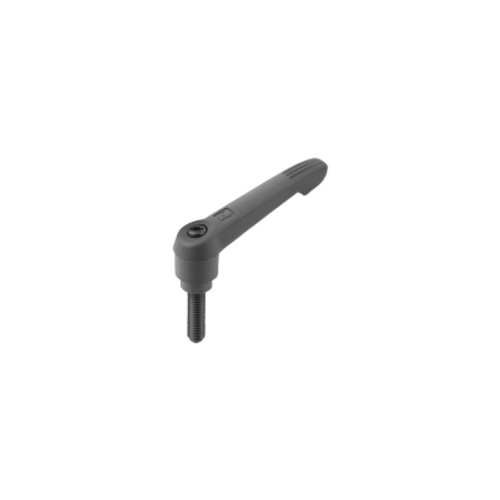 KIPP Adjustable Handle, w/External Thread and Flattened Ball, Size 1, Style D, M6X38.6, External Thread, Threaded Insert, Fiberglass, Steel, (Qty:1), K0780.41061X40 KIPP Adjustable Handle, w/External Thread and Flattened Ball, Size 1, Style D, M6X38.6, External Thread, Threaded Insert, Fiberglass, Steel, (Qty:1), K0780.41061X40