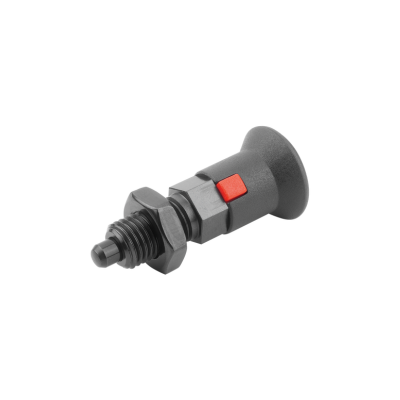 KIPP Indexing Plungers, Size 2, M12X1.5, w/Plastic Mushroom Grip, Locknut, and Lock, Stainless Steel, (Qty:1), K1213.122061