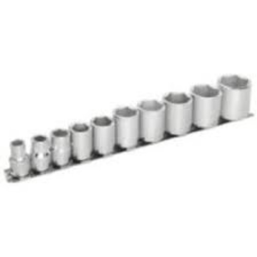 3/8" Drive 11 Piece Standard Socket Set, 6 Point - Chrome, Martin Sprocket #BD10K