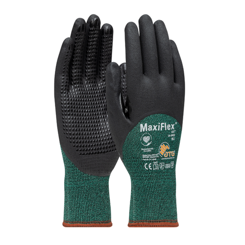 MaxiFlex® Cut™ Seamless Knit Engineered Yarn Glove with Premium Nitrile Coated MicroFoam Grip on Palm, Fingers & Knuckles - Micro Dot Palm, Medium, 12 Pairs #34-8453/M
