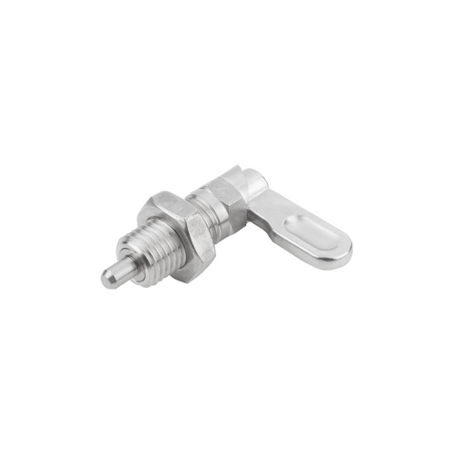 KIPP Cam-Action Indexing Plungers w/Stop, Left, L=47.8 mm, D=5 mm, Style B, Stainless Steel, (Qty. 1), K1285.1050512