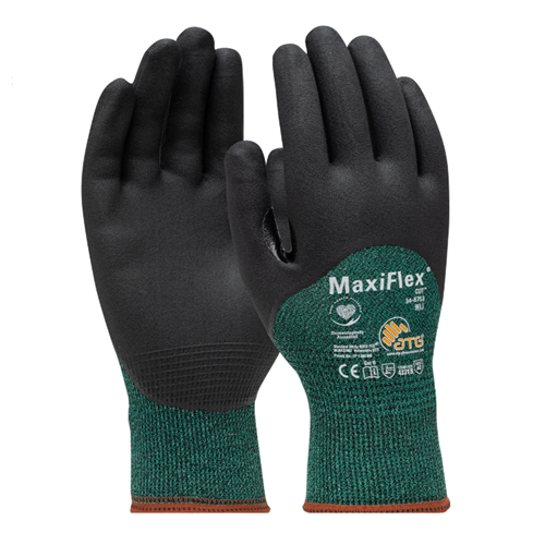 MaxiFlex® Cut™ Seamless Knit Engineered Yarn Glove with Premium Nitrile Coated MicroFoam Grip on Palm, Fingers & Knuckles, Medium, 12 Pairs #34-8753/M