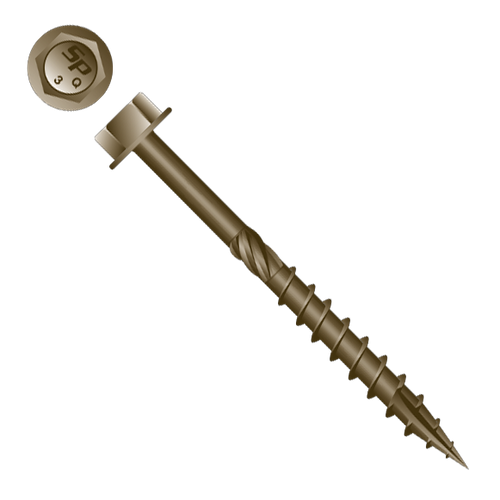 Strongpoint 1/4" x 3" Timber Screws, Unslotted Hex Washer Head, Knurl, Type 17, WAR Coated (1000/Bulk Pkg) #XH14030W
