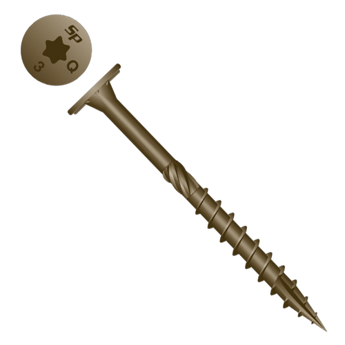 Strongpoint 5/16" x 8" Timber Screws, Star Drive, Wafer Head w/ Nibs, Knurl, Type 17, WAR Coated (250/Bulk Pkg) #XW20080W