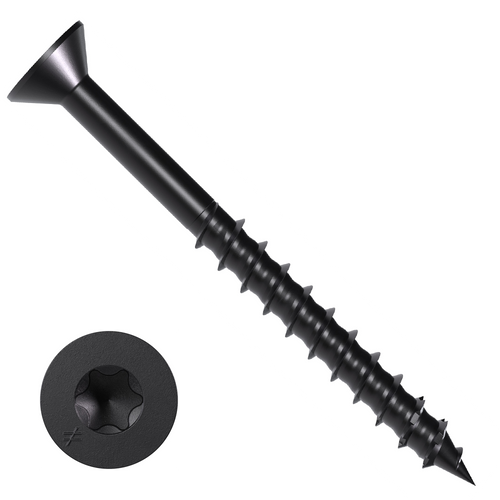 Simpson Strong-Tie 1/4" x 3-1/4" Titen Turbo Concrete and Masonry Screw Anchors, Flat Head, Six-Lobe, Black (100/Pkg) #TNTBL25314TF